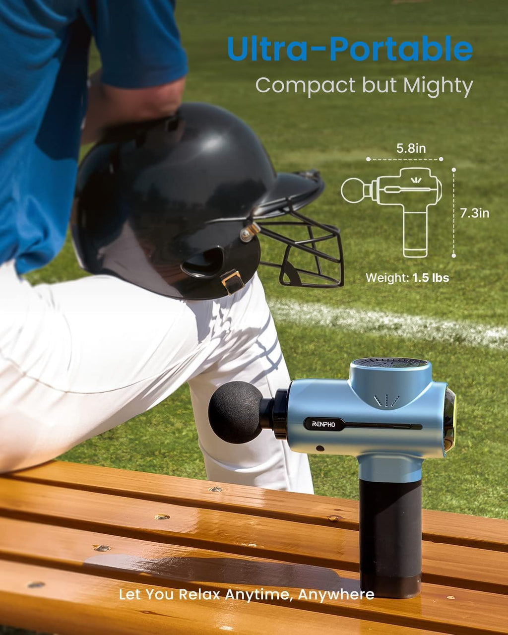 RENPHO Massage Gun Deep Tissue, Christmas Birthday Gifts for Women Men, Portable Percussion Massager for Back and Neck, Handheld Device with Carry Case, Active