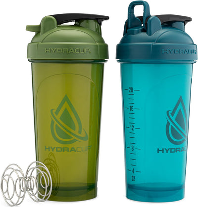 Hydra Cup ProFlow [2 Pack] 28 oz Shaker Bottles for Protein Shakes, Shaker Cups with Ball Blender Whisk, Shaker Bottle with Handle, Travel To Go, BPA Free (Black & Grey, 28oz)