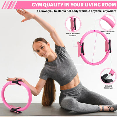 Pilates Ring Circle Set 18 Pcs Exercise Equipment Accessories for Women Workouts Pilates Ball Stretching Strap Magic Circle Yoga Ring Gym Back Bag Resistance Band Anti Slip Socks