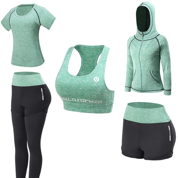 Women Workout Clothes Set 5 PCS Exercise Athletic Outfits Set