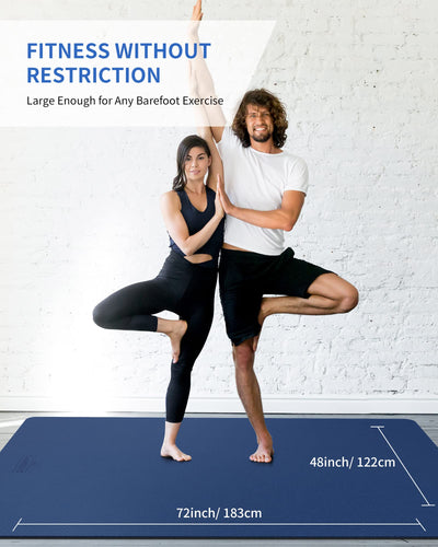 CAMBIVO Large Yoga Mat (6'x 4'), Extra Wide Workout Mat for Men and Women, Yoga Mat Thick 1/3 &1/4 Exercise Mats for Home Workout, Yoga, Pilates (Black,1/4 inch)