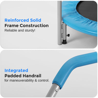 SereneLife 36/40" Foldable Mini Trampoline - Compact Fitness Trampoline for Kids Adults, Exercise Rebounder with Foam Handle, Indoor/Garden Workout Equipment, Max Load 150/220 lbs