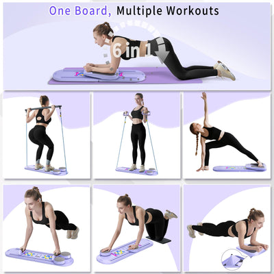 Pilates Board, Foldable Pilates Reformer Set for Home Workout with Timer, Multifunctional Portable Reformer Pilates Machine at Home Pilates Equipment