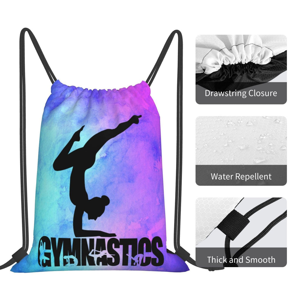 Gymnastics Drawstring Backpack Light Gym String Bag Pink Water Resistant Sackpack Sport Yoga Daypack For Womens Mens