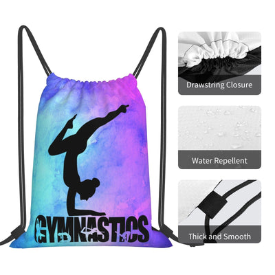 Gymnastics Drawstring Backpack Light Gym String Bag Pink Water Resistant Sackpack Sport Yoga Daypack For Womens Mens