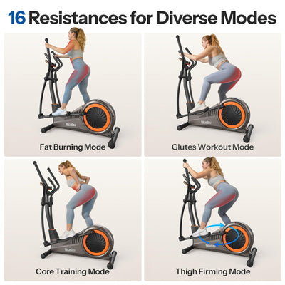 Niceday Elliptical Machine, Elliptical Exercise Machine for Home with Hyper-Quiet Magnetic Driving System, Elliptical Trainer with 15.5IN & 20IN Stride, 16 Resistance Levels, 500LBS Loading Capacity