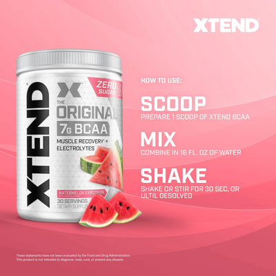 Xtend Original BCAA Powder 7g BCAA and 2.5g L-Glutamine, Sugar Free Post Workout Muscle Recovery Drink with Amino Acids for Men & Women, 30 Servings