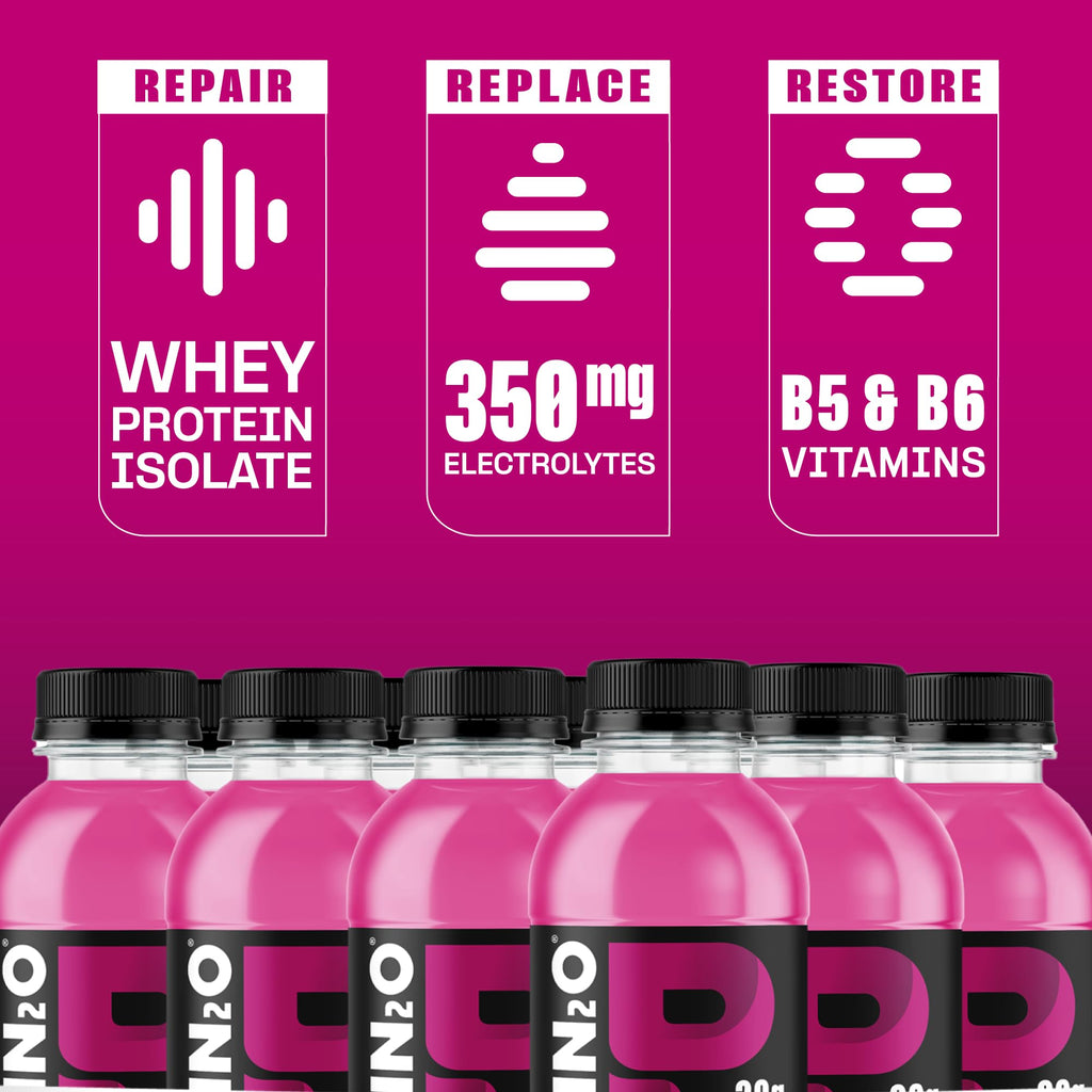 Protein2o Hydration Drink - 2-in-1 Liquid Clear Whey Protein Isolate and Electrolyte Drink - 20g Protein, Vitamins B5, B6 - Post-Workout Recovery - 16.9 Fl Oz - 12 Count Strawberry Watermelon