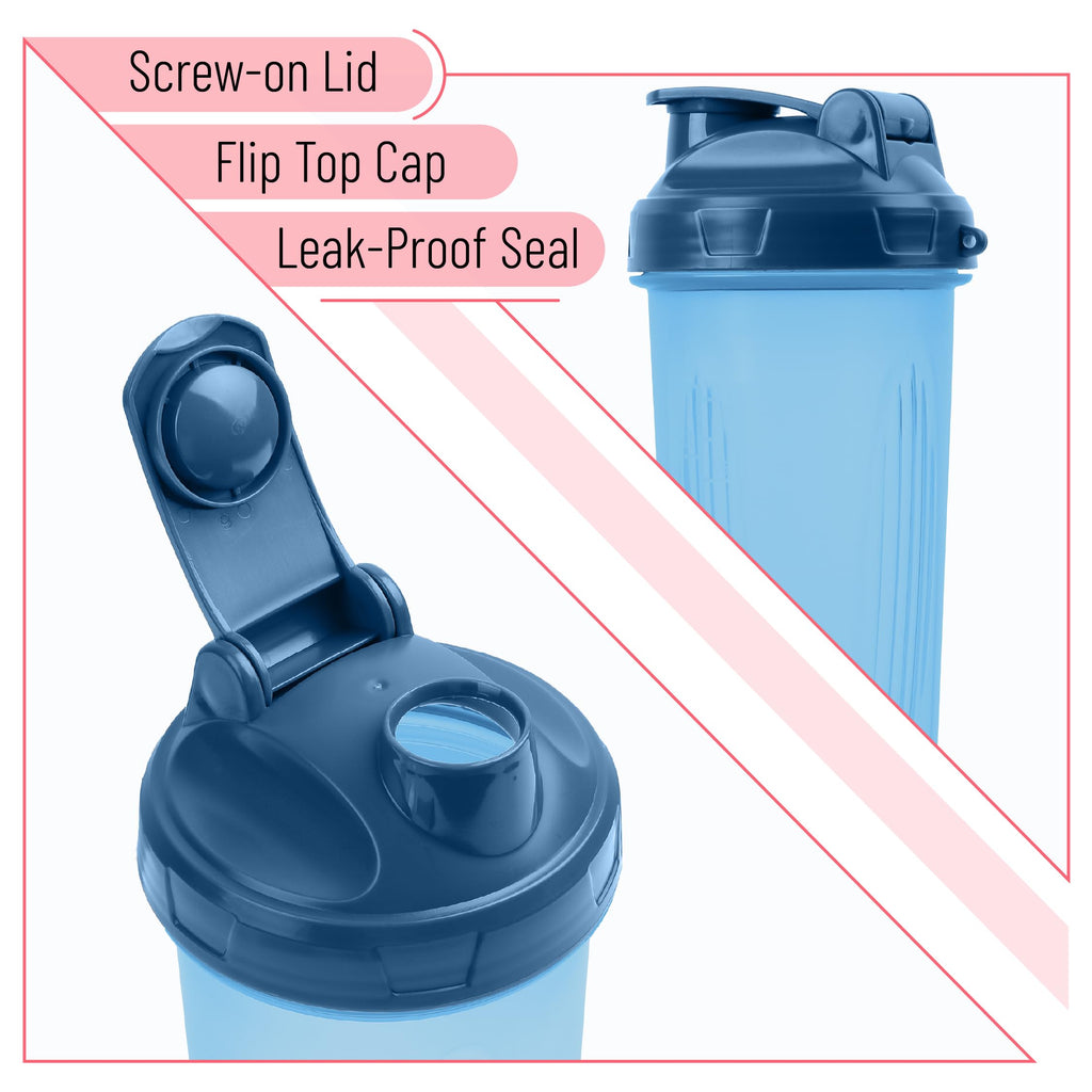 Mr. Pen- Shaker Bottles for Protein Mixes, 28 oz, 2 Pack, Light Blue & Red, Protein Shaker Bottle with Wire Whisk Ball, Blender Bottle