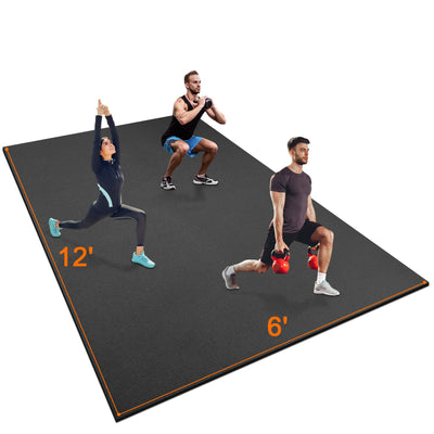 Large Exercise Mat 8'x5'|12'x6' Workout Mat for Home Gym Mats Exercise Heavy Duty Gym Flooring Fitness Mat Large Yoga Mat Cardio Mat for Weightlifting, Jump Rope, MMA, Shoe-Friendly