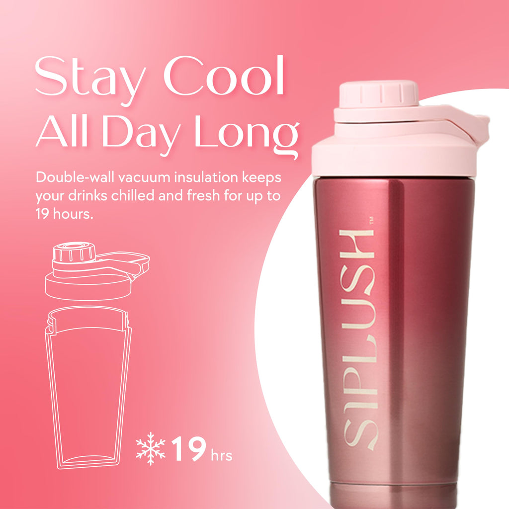 Paradise Shaker Bottle 24 oz, Insulated Stainless Steel Protein Shaker, Dishwasher Safe, with Lid Brush & Protective Boot, Leakproof Twist-Off Chug Cap, Sage Green, Tahoe Mist