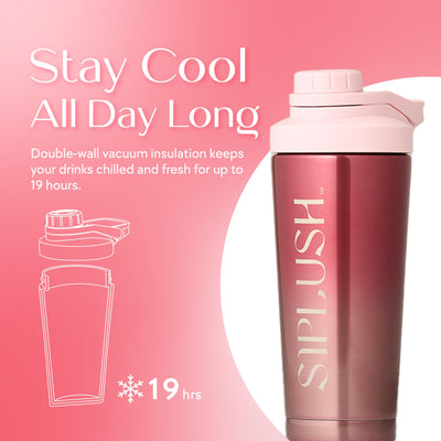 Paradise Shaker Bottle 24 oz, Insulated Stainless Steel Protein Shaker, Dishwasher Safe, with Lid Brush & Protective Boot, Leakproof Twist-Off Chug Cap, Sage Green, Tahoe Mist