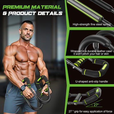 Twister Arm Trainer for Men, Chest Workout Equipment 5-Level Adjustable (40-130lb) with Ergonomic 27° Targets Biceps/Clip/Thigh, Portable Exerciser for Home Gym Travel Fitness