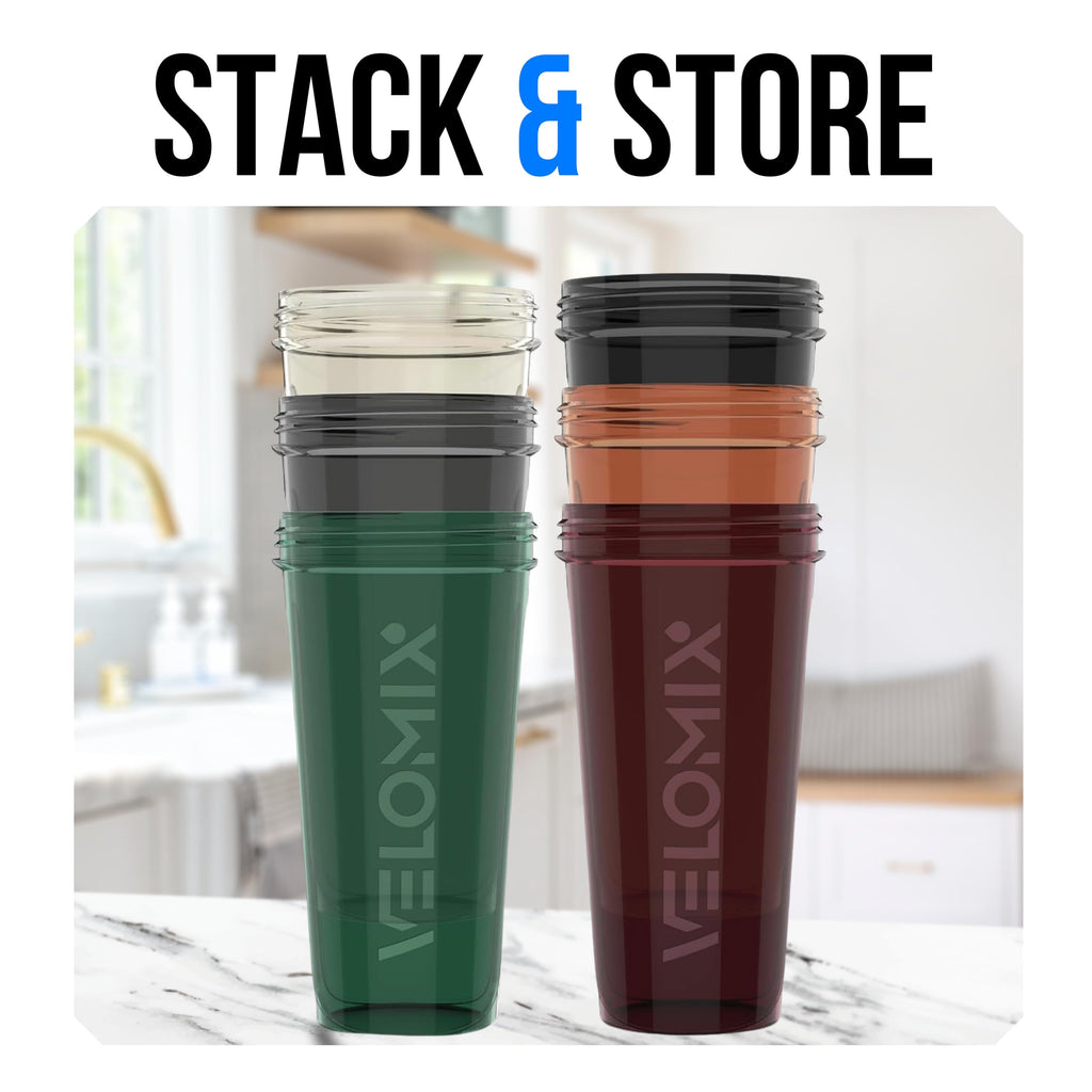 VELOMIX -6 PACK- 28 oz Protein Shaker Bottle for Protein Mixes - 6x Wire Whisk | Leak Proof Shaker Cups for Protein Shakes | Protein Shaker Bottle Pack | Protein Shake Cup (Earth Tones Collection)