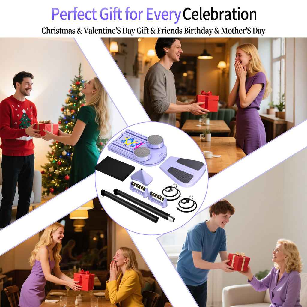 Pilates Board, Foldable Pilates Reformer Set for Home Workout with Timer, Multifunctional Portable Reformer Pilates Machine at Home Pilates Equipment