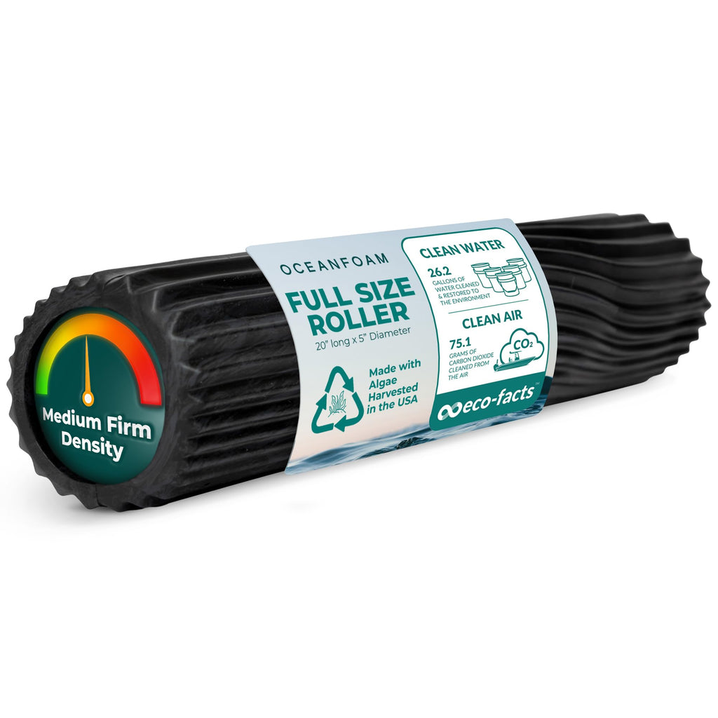 Oceanfoam Tidal Roller - Natural - Muscle Massage Foam Roller for Back Pain & Stretching - Firm and Ergonomic Wide Wave Textured - Yoga, Athletics, & Wellness - Full Size, 20" x 5"