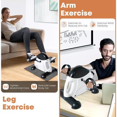 Mini Exercise Bike, AGM Under Desk Bike Pedal Exerciser Foot Cycle Arm & Leg Pedal Exerciser with LCD Screen Displays