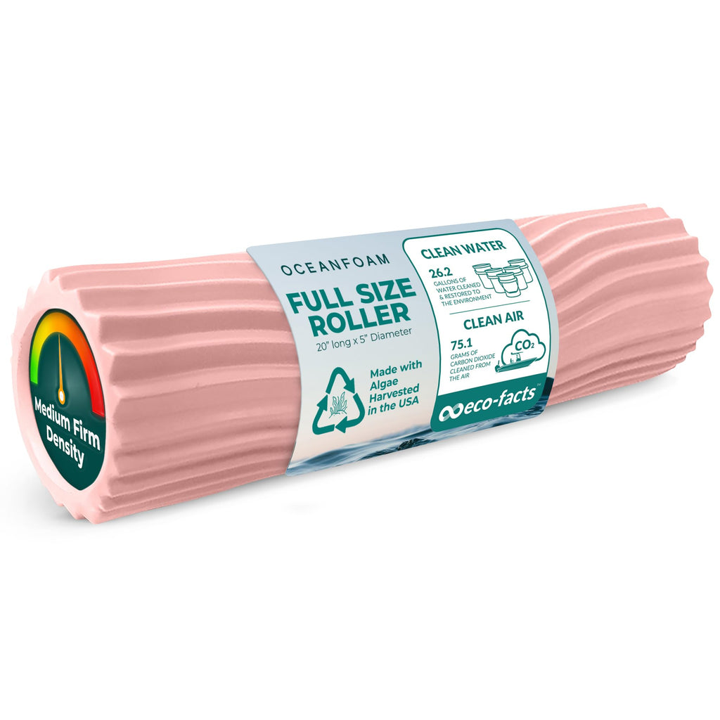 Oceanfoam Tidal Roller - Natural - Muscle Massage Foam Roller for Back Pain & Stretching - Firm and Ergonomic Wide Wave Textured - Yoga, Athletics, & Wellness - Full Size, 20" x 5"