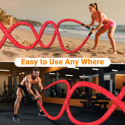 Battle Rope 1/1.26/1.5/2 Inch Diameter,Pink 30FT/40FT/50FT Exercise Workout Ropes for Home Gym Heavy Weighted Training Rope for Working Out