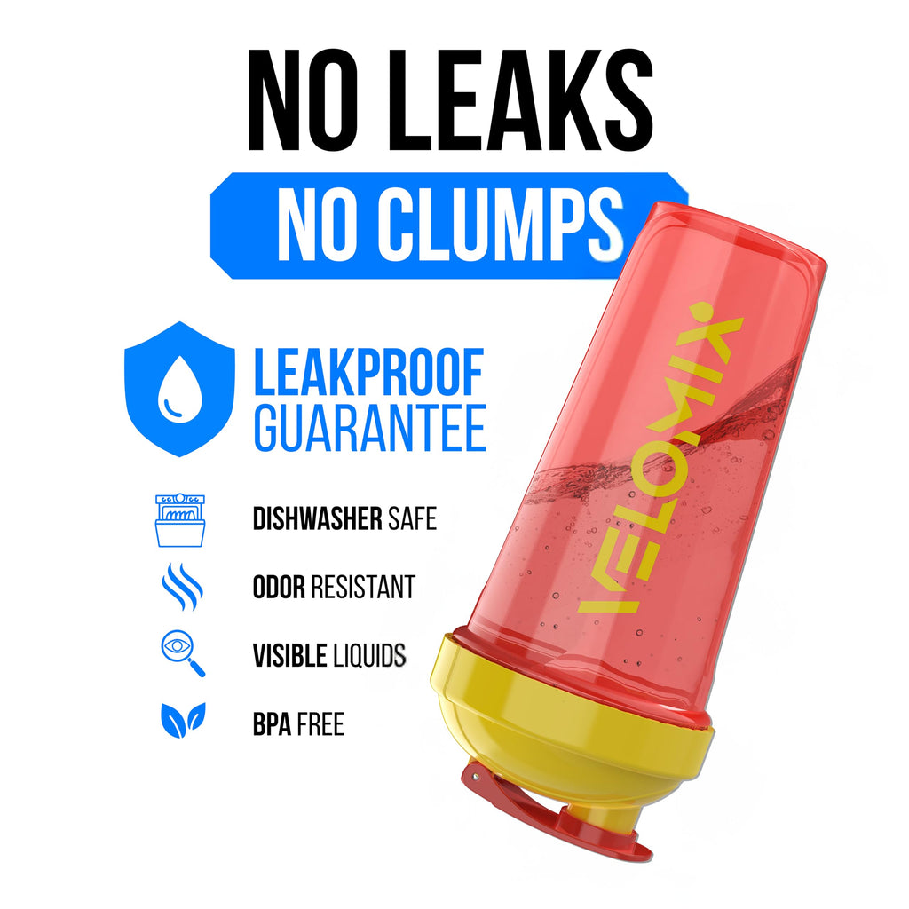 VELOMIX -2 Pack- 28 oz Protein Shaker Bottles for Protein Mixes - 2x Wire Whisk | Leak Proof Shaker Cups for Protein Shakes | Protein Shaker Bottle Pack (Black/Transparent)