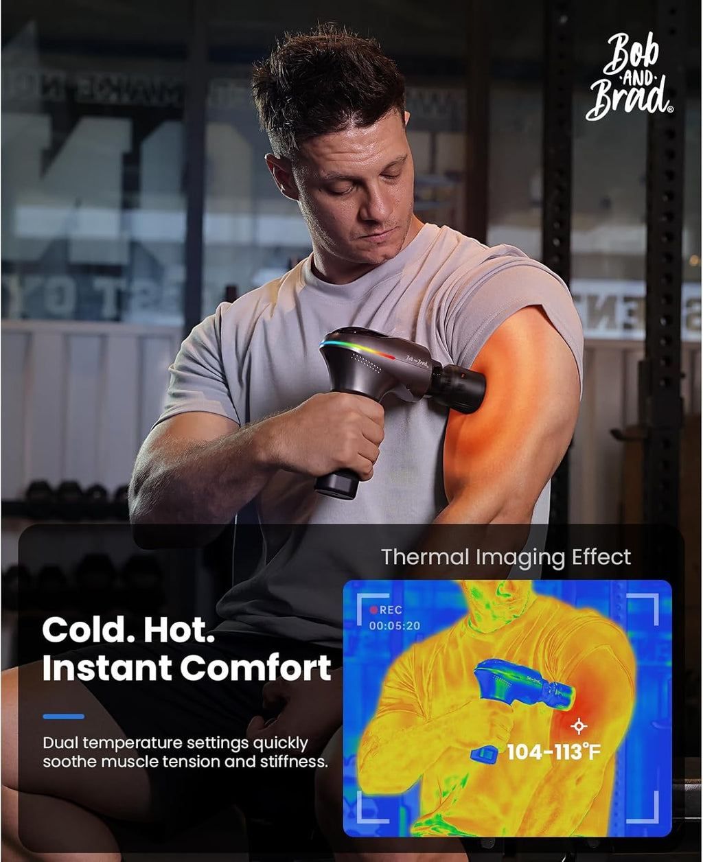 BOB AND BRAD A2 Pro Massage Gun with Heat and Cold Therapy, FSA Eligible/HSA Eligible, Professional Percussion Massage Gun Deep Tissue for Home Gym, Portable Muscle Massager with Force Sensor Light