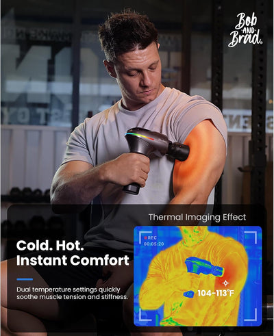 BOB AND BRAD A2 Pro Massage Gun with Heat and Cold Therapy, FSA Eligible/HSA Eligible, Professional Percussion Massage Gun Deep Tissue for Home Gym, Portable Muscle Massager with Force Sensor Light
