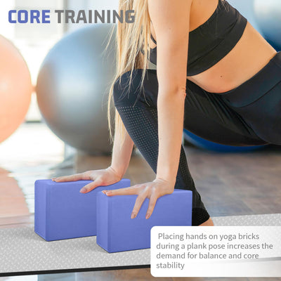 Yoga Blocks 2 Pack, EVA Foam Yoga Block Supportive, Non-Slip Exercise Blocks, Yoga Accessories for Pilates, Meditation, Balance, Stretching and Deep Poses