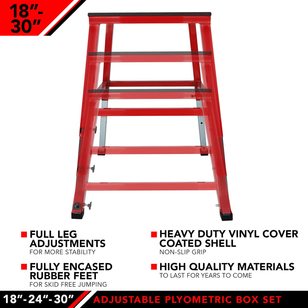 JFIT Plyometric Boxes - Made in Taiwan NO Assembly Required Single - Height Box Set and Adjustable Box Options Plyometric Platform and Jumping Agility Box for Training Conditioning Strength Training