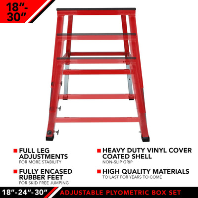 JFIT Plyometric Boxes - Made in Taiwan NO Assembly Required Single - Height Box Set and Adjustable Box Options Plyometric Platform and Jumping Agility Box for Training Conditioning Strength Training