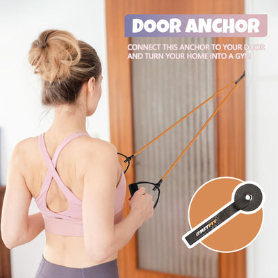 RitFit Single Resistance Exercise Band with Comfortable Handles - Ideal for Physical Therapy, Strength Training, Muscle Toning - Door Anchor and Starter Guide Included