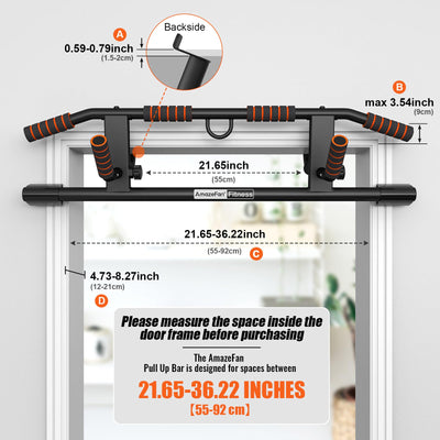 AmazeFan Pull Up Bar Doorway with Ergonomic Grip - Fitness Chin-Up Frame for Home Gym Exercise - Multi-Angle Grip - 2024 Upgrade Smart Hook (Fits Almost All Doors)