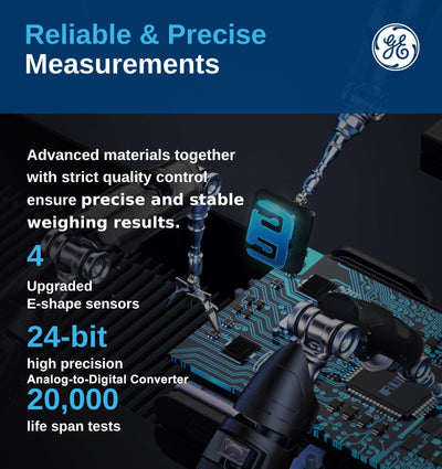GE Smart Scale for Body Weight BMI Fat Muscle Mass with 14 Body Composition Metrics & All-in-one LCD Display, Digital Bathroom Weight Scales Bluetooth with App, Accurate Weighing Machine 400 lbs