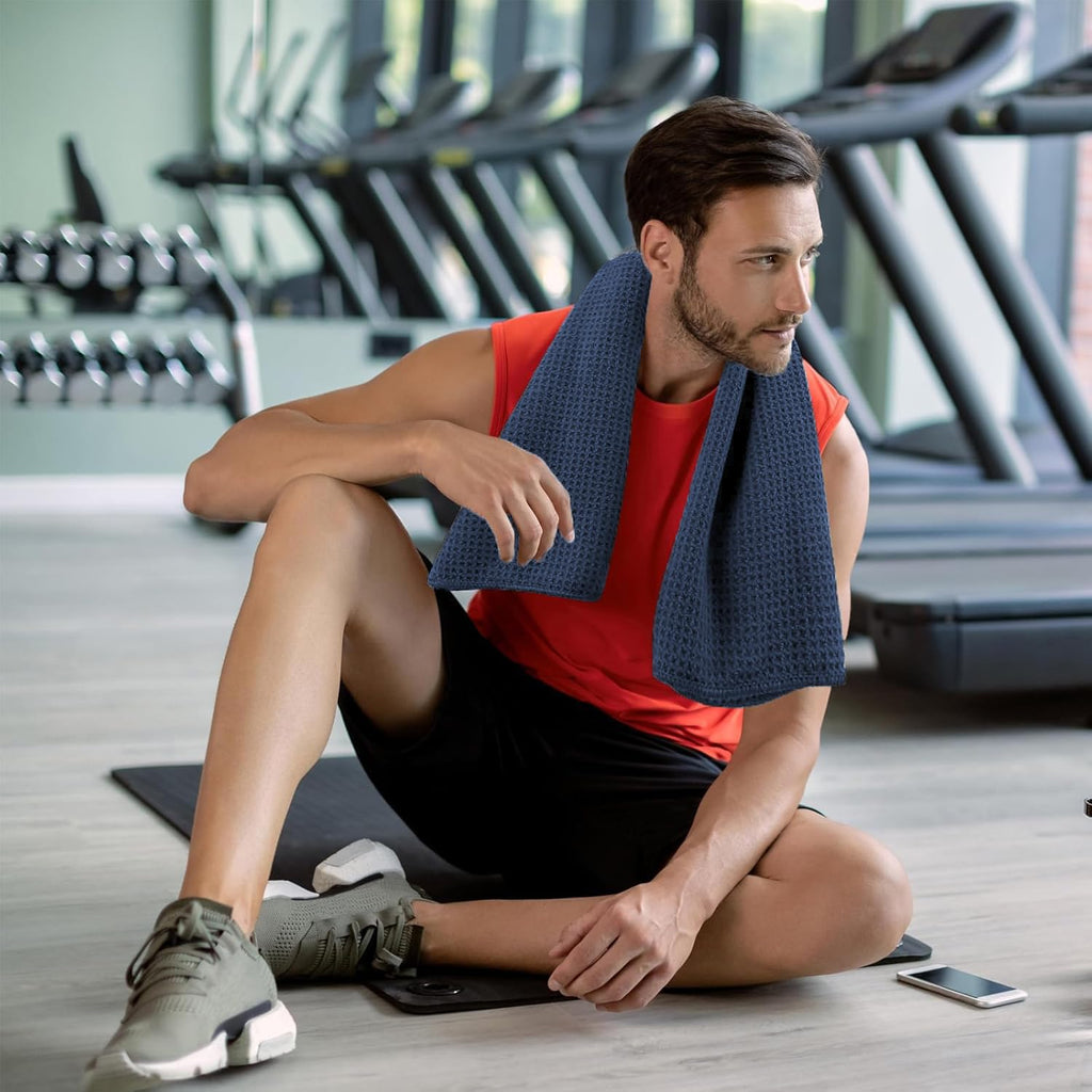 Microfiber Gym Towels for Working Out, Quickly Dry Yoga Towels for Men & Women Tennis, 16 Inch x 27 Inch, 6 Pack, Black