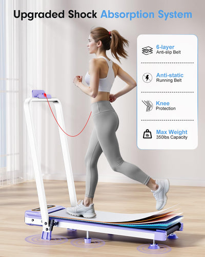 Foldable Treadmill with 9% Incline, Upgrade 3.5HP Low Noise Walking Pad Treadmill with Handle Bar, Trisomy 4 in 1 Portable Under Desk Treadmills for Home/Office, 350Lbs Capacity, APP & Remote Control