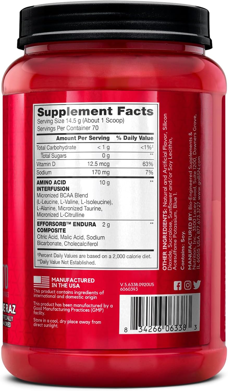 BSN Amino X Muscle Recovery & Endurance Powder with BCAAs, 10 Grams of Amino Acids, Keto Friendly, Caffeine-Free, Support Endurance, Zero Sugar, Grape, 30 servings, 15.34 Ounce (Packaging May Vary)