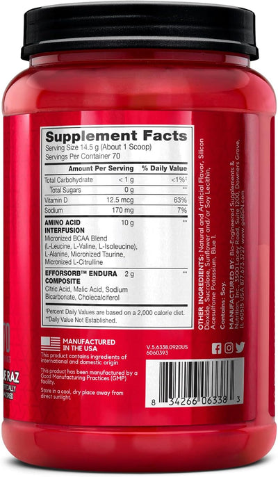 BSN Amino X Muscle Recovery & Endurance Powder with BCAAs, 10 Grams of Amino Acids, Keto Friendly, Caffeine-Free, Support Endurance, Zero Sugar, Grape, 30 servings, 15.34 Ounce (Packaging May Vary)