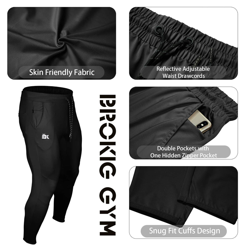 BROKIG Mens Lightweight Gym Jogger Pants,Men's Workout Sweatpants with Zip Pocket