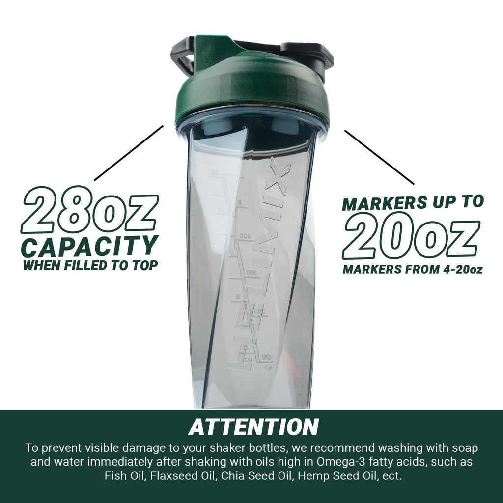 HELIMIX 2.0 Vortex Blender Shaker Bottle Holds upto 28oz | No Blending Ball or Whisk | USA Made | Portable Pre Workout Whey Protein Drink Shaker Cup | Mixes Cocktails Smoothies Shakes | Top Rack Safe