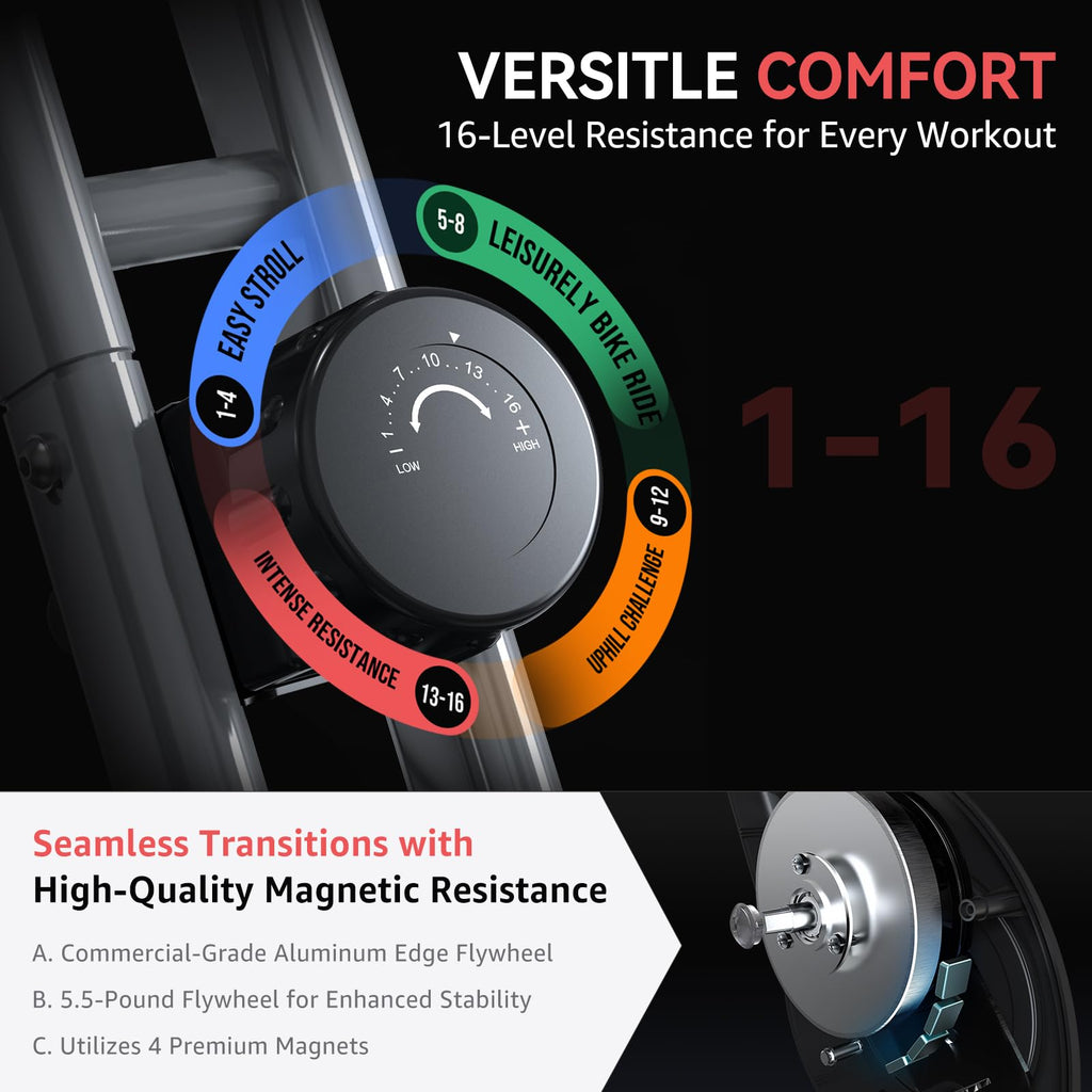 Foldable Exercise Bike Stationary Bikes for Home, 5 IN 1 Indoor Workout Bike, Cycling Bike with 16-Level Quiet Magnetic Resistance, 6.6 LBS Flywheel and 300LBS Capacity, 2025 Designed 817 X-bike