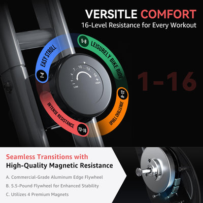 Foldable Exercise Bike Stationary Bikes for Home, 5 IN 1 Indoor Workout Bike, Cycling Bike with 16-Level Quiet Magnetic Resistance, 6.6 LBS Flywheel and 300LBS Capacity, 2025 Designed 817 X-bike
