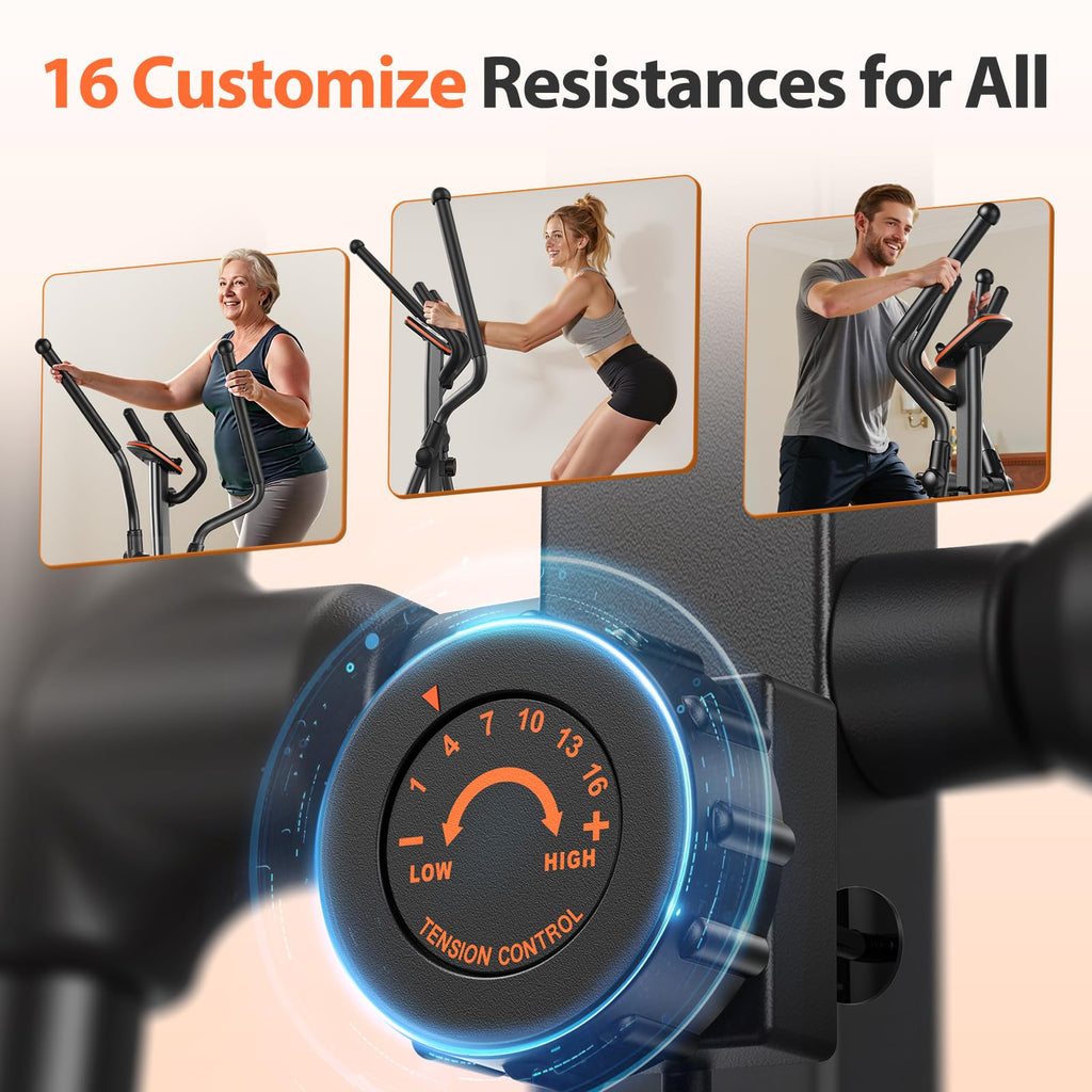 Niceday Elliptical Machine, Elliptical Exercise Machine for Home with Hyper-Quiet Magnetic Driving System, Elliptical Trainer with 15.5IN & 20IN Stride, 16 Resistance Levels, 500LBS Loading Capacity