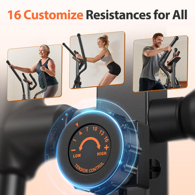 Niceday Elliptical Machine, Elliptical Exercise Machine for Home with Hyper-Quiet Magnetic Driving System, Elliptical Trainer with 15.5IN & 20IN Stride, 16 Resistance Levels, 500LBS Loading Capacity