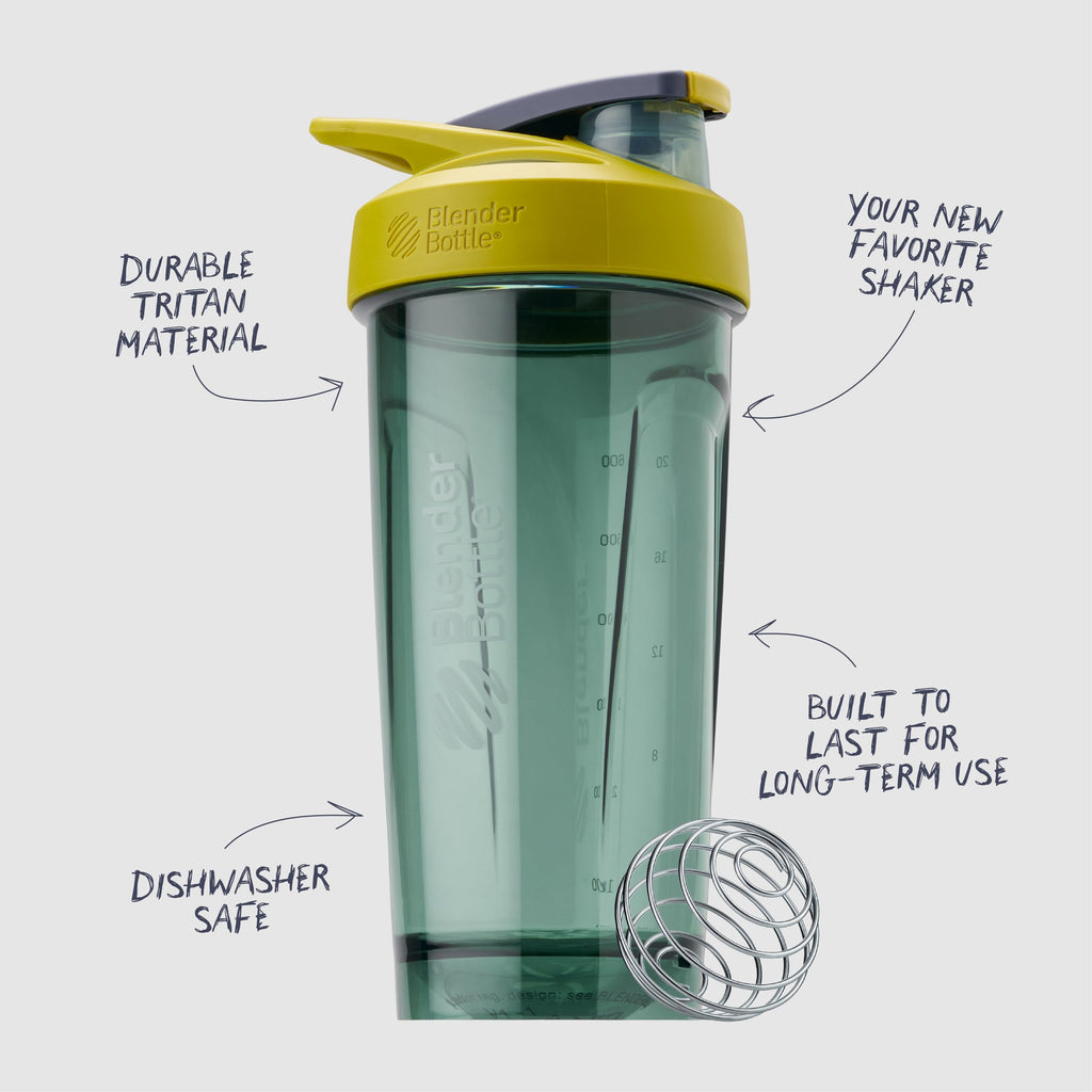 BlenderBottle Strada Tritan Shaker Bottle with Locking Lid, 28-Ounce, White