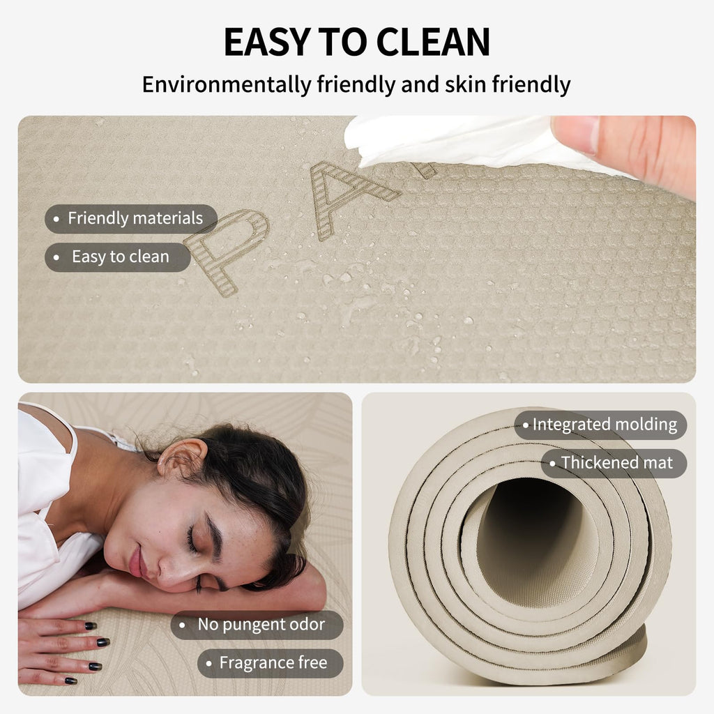 Large Yoga Mat-72’x36’x0.4’ Extra Width ＆ Thick,Comfortable,Non-Slip Exercise Mat-Works Great on All Floor for Stretching,Yoga Studio,Gym or Home Workouts