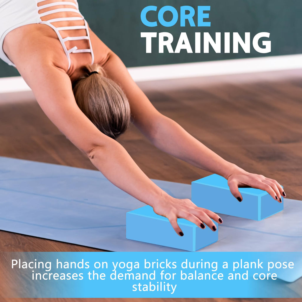 9"x6"x3" Yoga Blocks, Soft Non-Slip Surface Premium Foam Blocks, Supportive, Lightweight, Odor Resistant, Yoga Accessories for Pilates Meditation General Fitness Stretching Toning