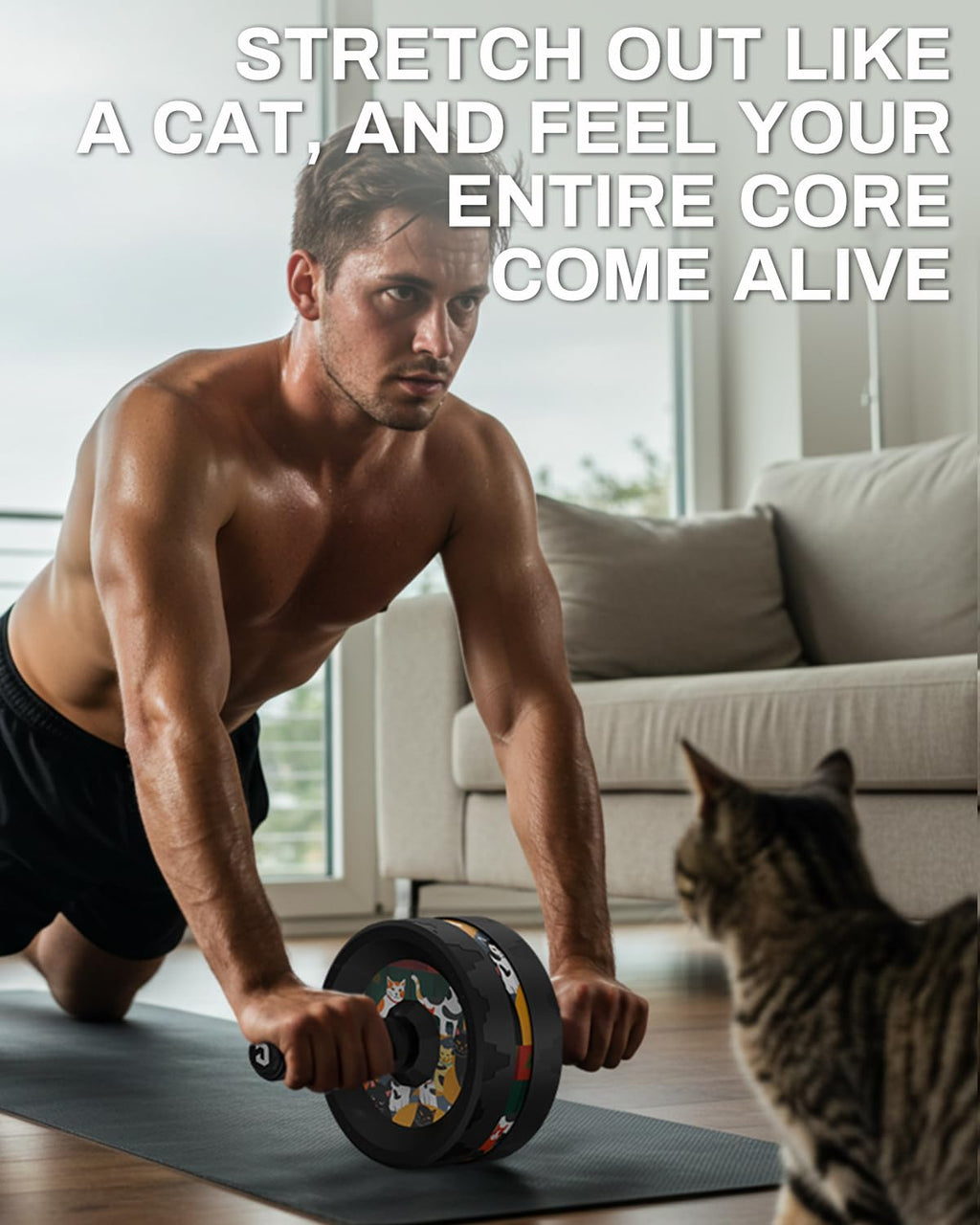 VINSGUIR Ab Roller Wheel, Abs & Core Workout Equipment for Home Gym with Knee Pad Accessories, Abdominal Wheel for Full-body Strength Training