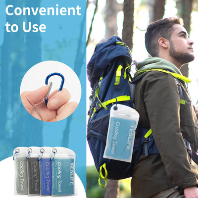 YESLIFE 4 Pack Cooling Towel 40"x12", Gym Towels for Men and Women, Soft Breathable Workout Towels for Yoga, Running, Sport, & More (Blue, Grey, Green, Pink)