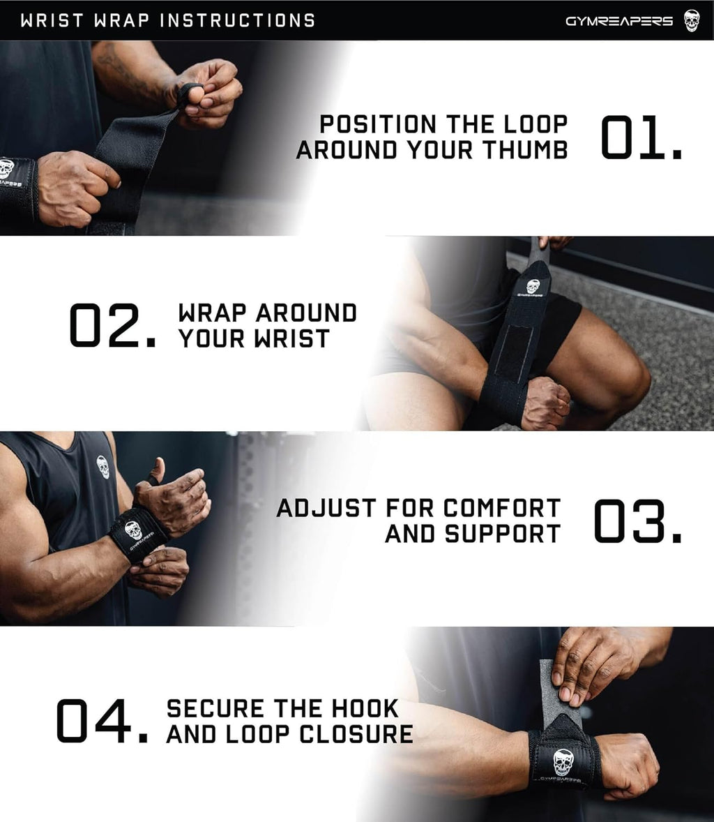 Gymreapers Weightlifting Wrist Wraps (IPF Approved) 18" Professional Quality Wrist Support with Heavy Duty Thumb Loop - Best Wrap for Powerlifting Competition, Strength Training, Bodybuilding