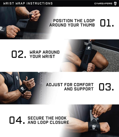 Gymreapers Weightlifting Wrist Wraps (IPF Approved) 18" Professional Quality Wrist Support with Heavy Duty Thumb Loop - Best Wrap for Powerlifting Competition, Strength Training, Bodybuilding