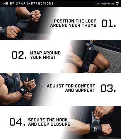 Gymreapers Weightlifting Wrist Wraps (IPF Approved) 18" Professional Quality Wrist Support with Heavy Duty Thumb Loop - Best Wrap for Powerlifting Competition, Strength Training, Bodybuilding